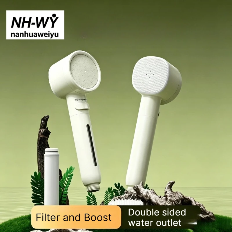Compact ABS Material Travel Pressurized Handheld Shower Head, Bathroom Shower Use, Dual Filtration Dechlorination Filter Element