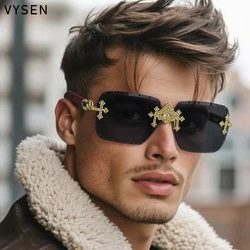 Vintage Square Rimless Sunglasses Men 2026 Luxury Brand Fashion Cut Edge Sun Glasses For Lady Metal Punk Frameless Eyewear UV400