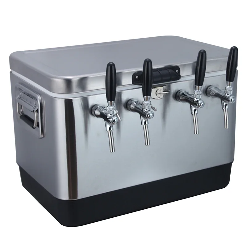 

Outdoor camping beer machine 50L stainless steel four-head mobile beer machine, portable beer machine