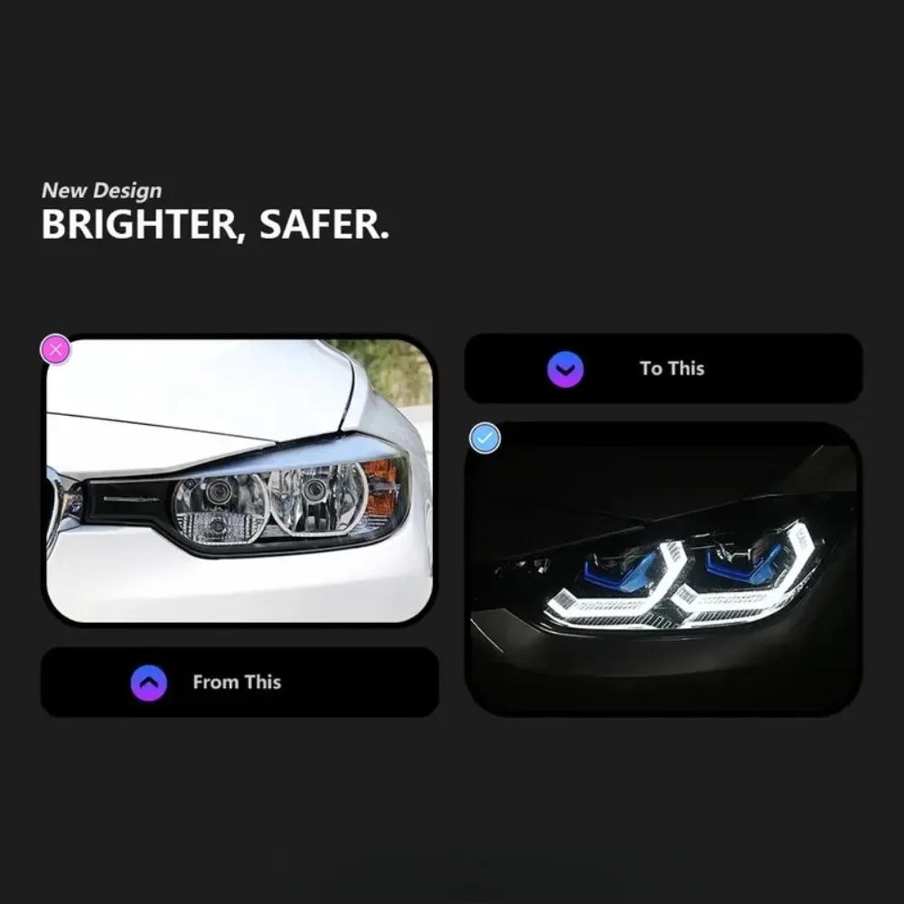 2Pcs Car Lights LED Head Lamps Daytime Running Lights DRL Turn Signal Auto Accessories Sedan Fitment 2012-2019