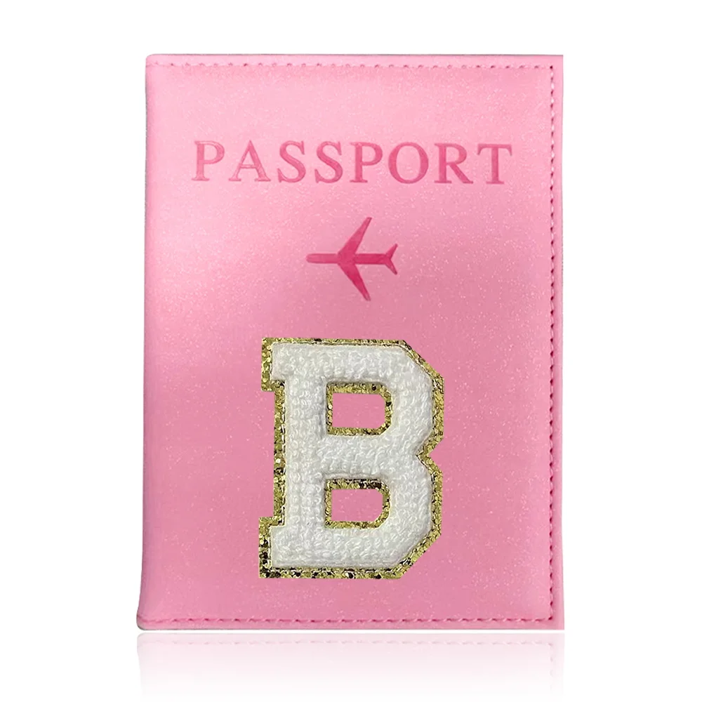 Funda para pasaporte de viaje, funda para pasaporte, serie de letras blancas, porta pasaportes, funda protectora para pasaportes de Color rosa