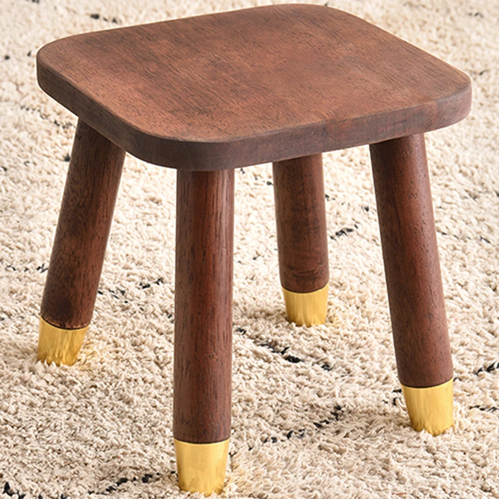 

Premium Quality Solid RubberWood Stool Natural Wax Finish Anti-Rust Brass Feet Detachable Design Natural Wax Oil Easy Assembly