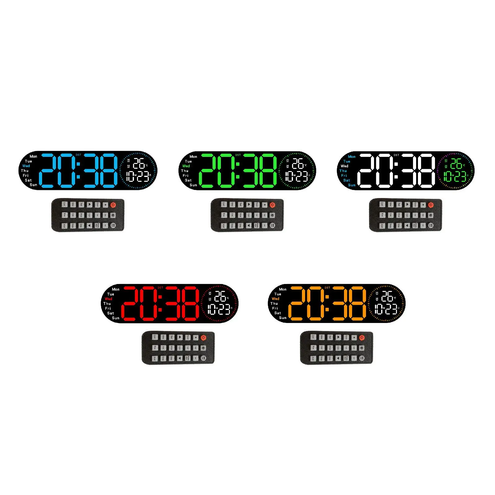 Digital Wall Clock with Remote Control with Atmosphere Light Timer Practical Dual Alarm for Indoor Living Room Classroom Home