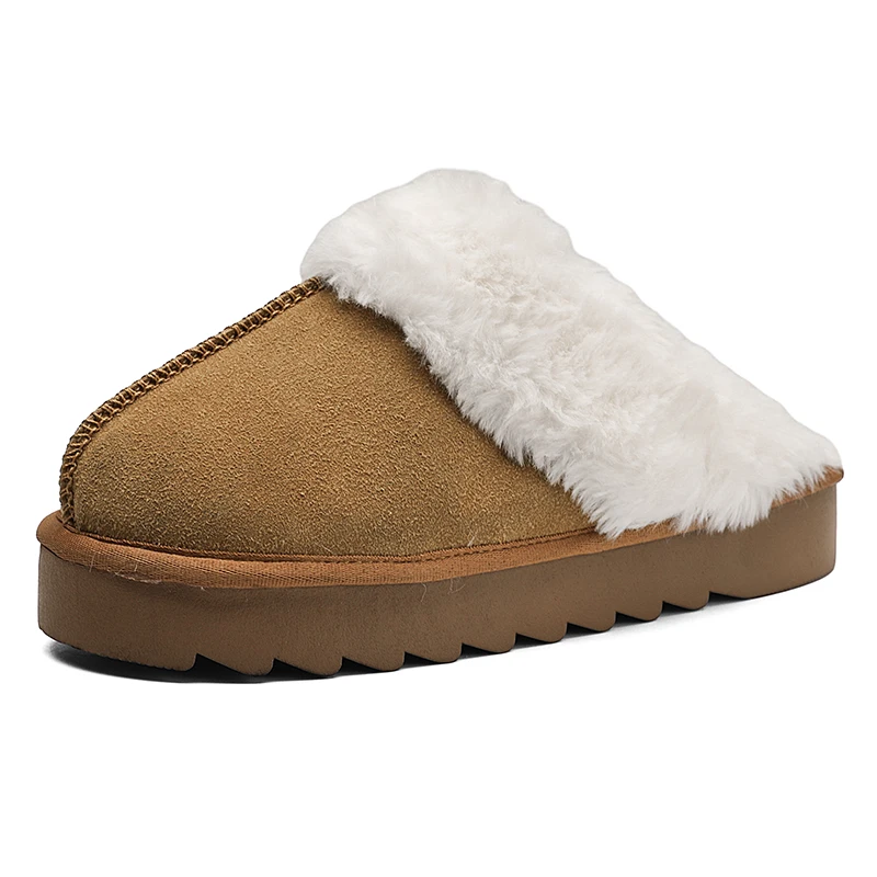 

Women's G G Winter Fur Slides Slip On Keep Warm Home Cotton Shoes Lightweight Thick Sole Furry Slippers For Unisex Size 36-43