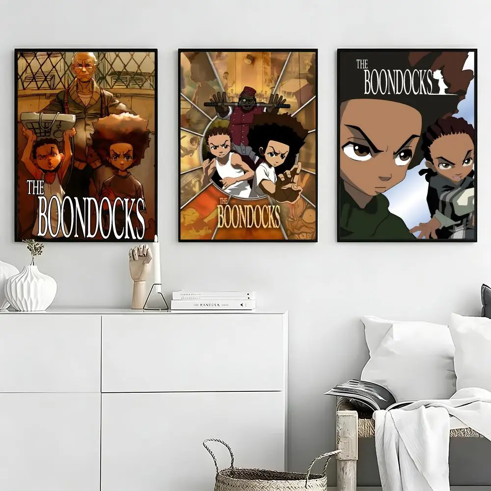 Animation The Boondocks Poster Self-adhesive Art Waterproof Paper Sticker Coffee House Bar Room Wall Decor