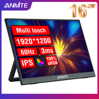Anmite 16-Inch Portable Touch Monitor 1200P HDR 16:10 Low Blue Light For XBox PS4 / 5 Switch Cell Phone PC Loptop Extension