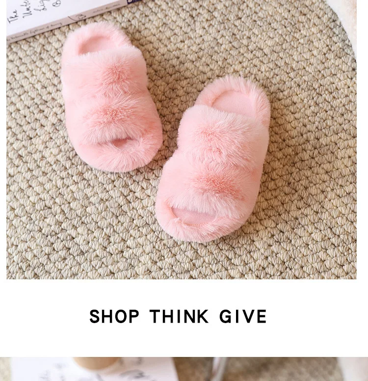 Kinder-Baumwollpantoffeln in Khaki für Jungen und Mädchen, Fell-Schuhe für Herbst und Winter, Rosa, Beige, Rutschfeste Flache Hausschuhe für Mittlere und Große Kinder – Detail 14