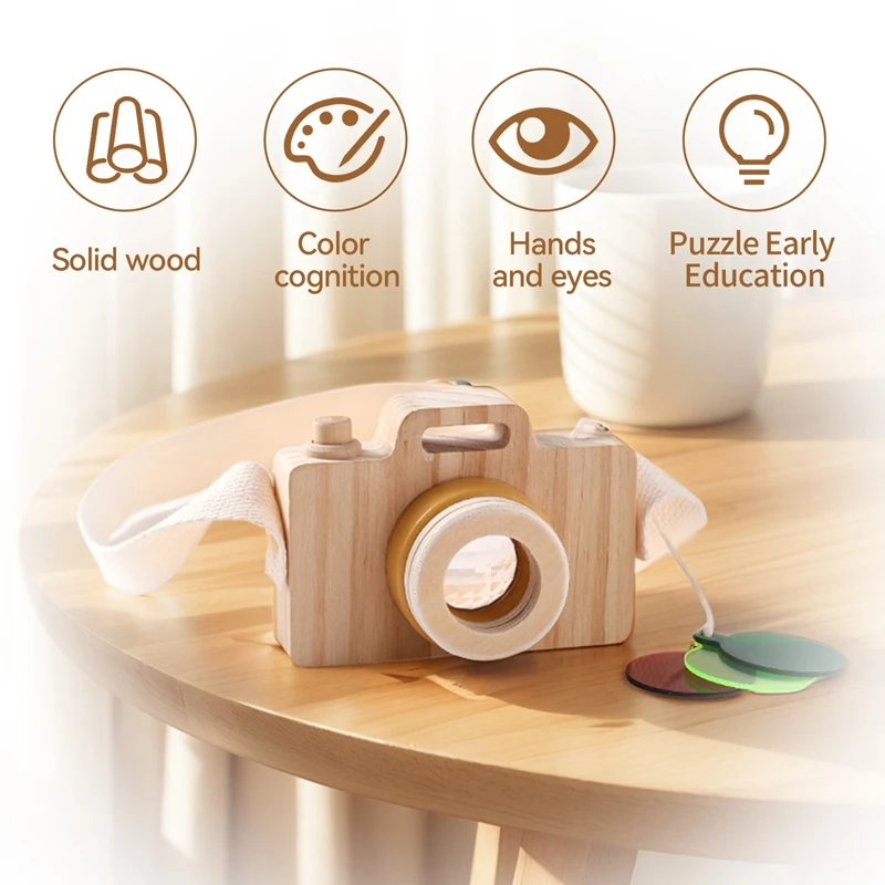 Wooden Baby Montessori Camera Block Puzzle Busy Board Toys for Children Cartoon Photo Card Wooden Presents Nursing Outdoor Toys
