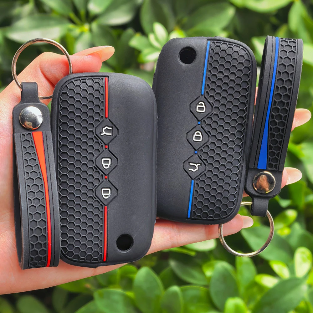 Silicone Flip Car Key Case Cover for Wuling Hongguang S Baojun 730 510 560 530 360 630 for Chevrolet Trax Aveo Captiva Groove