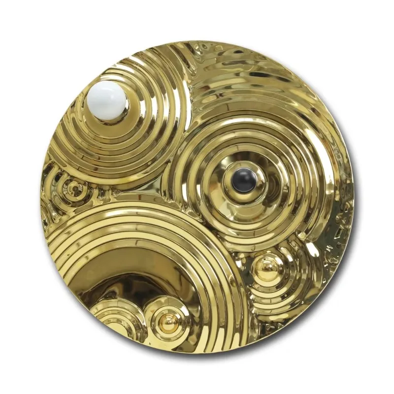 Hot Sale Round Golden Water Drop Industrial Style Rustic Metal 3D Wall Hotel Decoration