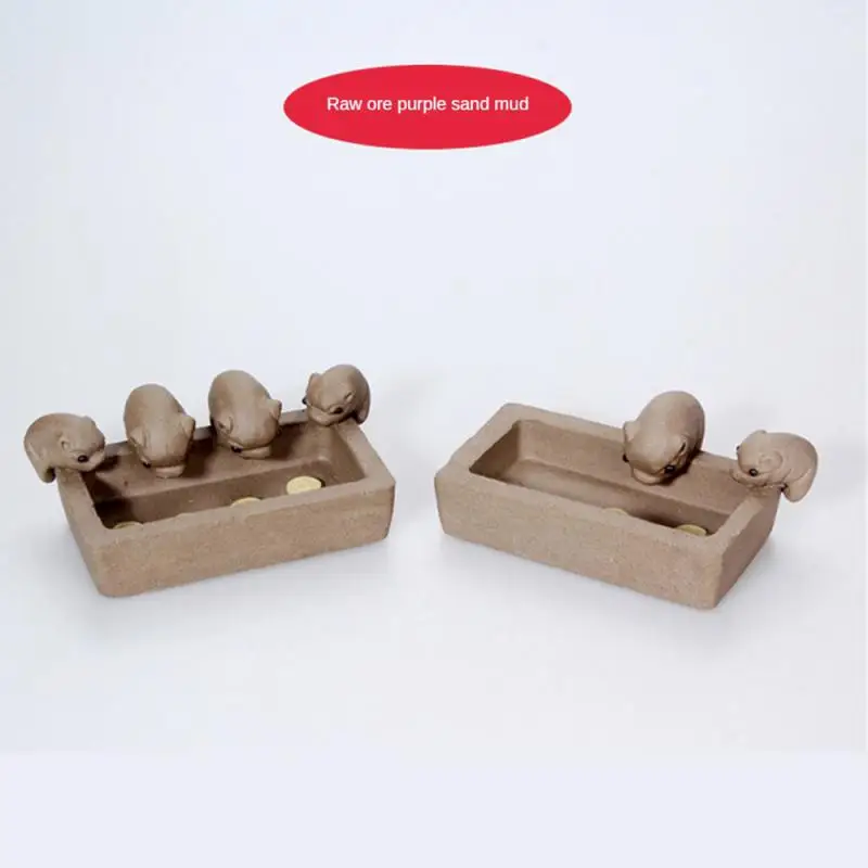 Pig Trough Sculpture Tea Pet Little Pigs Drink Water Clay Tea Pet Tea Pet Ornaments Home Decoration Tea Accessories