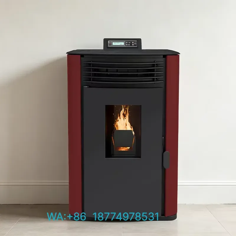 Cast Iron Modern Indoor Freestanding Wood Pellet Stove Eco Friendly Durable Build Strong Firepower for German Glass Kitchen