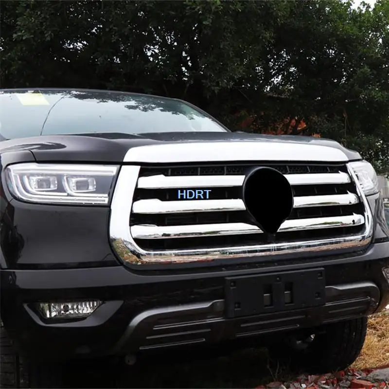 Accessories For GWM Poer Cannon P-Series Ute 2021 + Car Styling Front Mesh Grille Strip Frame Head Bumper Cover Trim Moulding