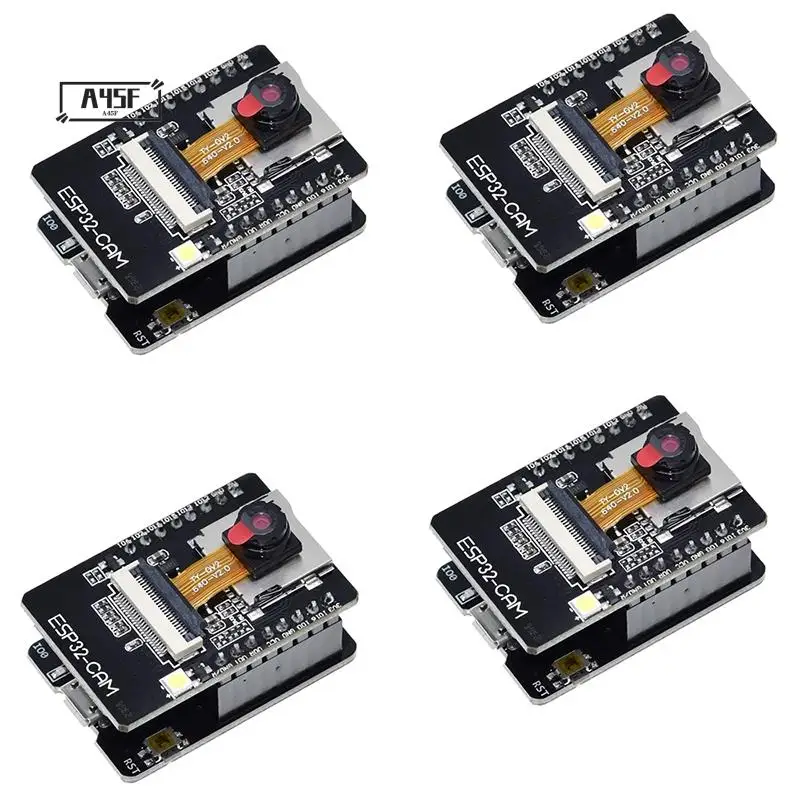 

A45F-4-Pack ESP32-CAM Wi-Fi Bluetooth-плата ESP32-CAM-MB Micro-USB для последовательного порта CH340G с модулем камеры OV2640 2MP