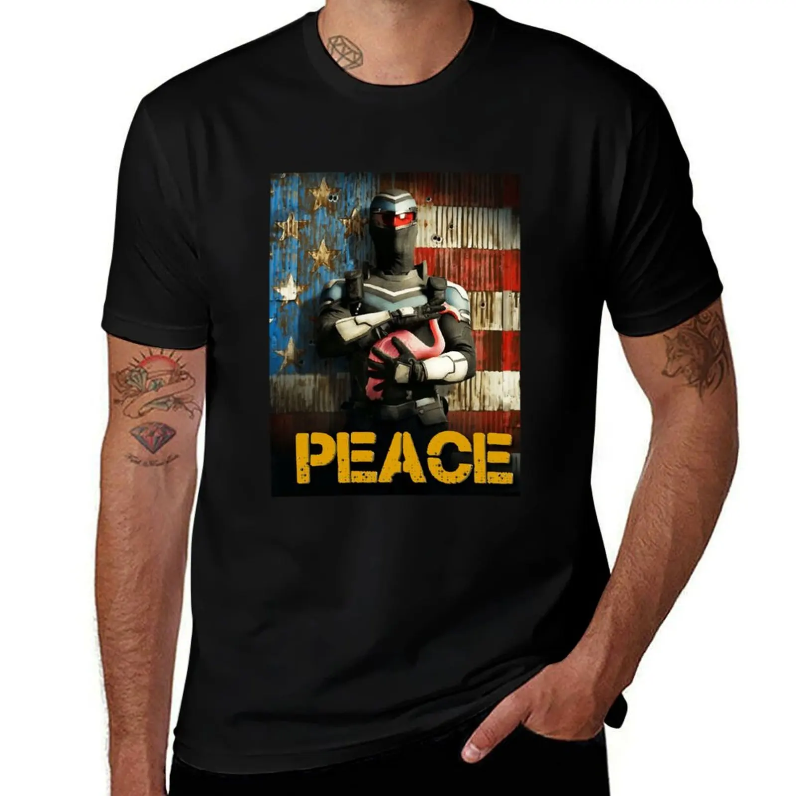 vigilante peacemaker quotes Sticker, Peace Sticke T-Shirt Vintage Print Crew Neck Tee