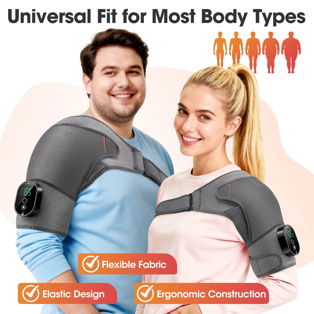電気加熱振動膝マッサージャー肩肘サポートパッド調節可能な加熱肩マッサージベルト筋肉リラクゼーション用