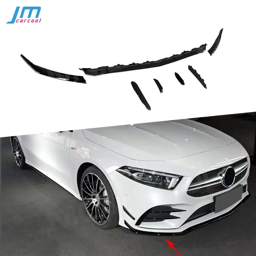 

7Pcs Front Bumper Lip Spoiler Flaps Canard for Mercedes Benz A Class W177 A35 AMG Sedan 2019 2020 2022 B Style Moulding Trim