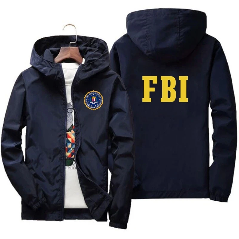 

High end atmospheric fashion men's and women's spring autumn 2023 windproof rainproof jacket FBI printed sports hip-hop