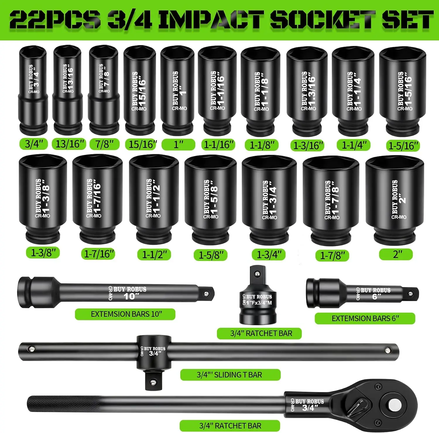 22 PCS 3/4