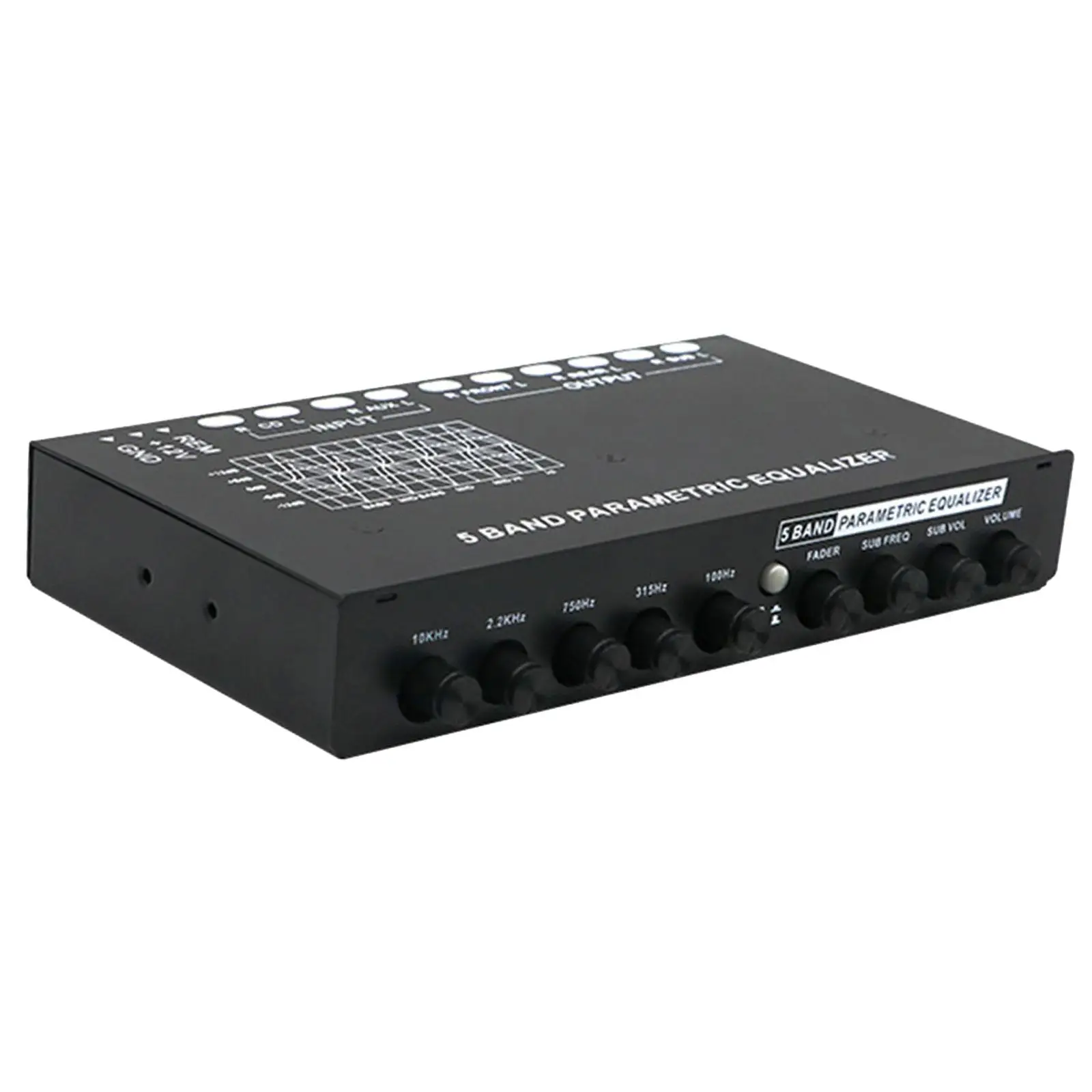 Car Audio Equalizer 5 Equalization Bands for Boat RV Car with CD AUX Input Metal 12V DC 5 Band Equalizer Front Rear + sub Output