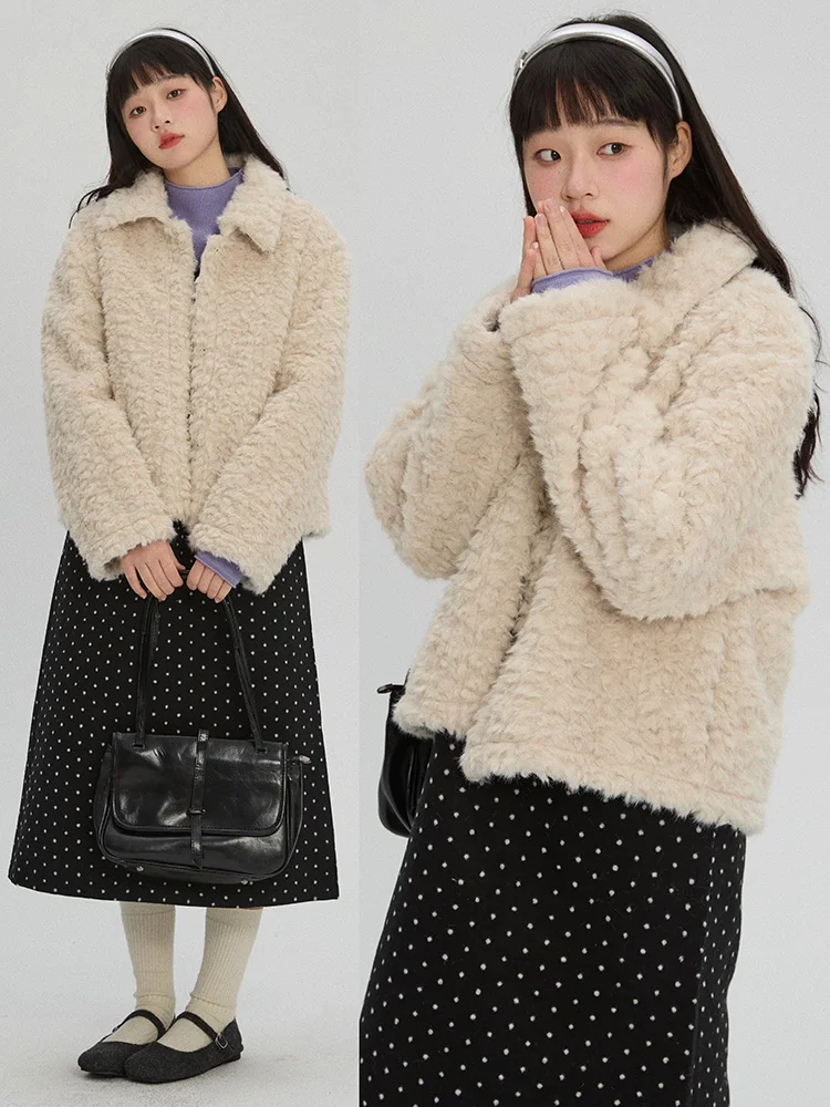 

VOUSALME Women's ort Lamb Fur Jaet Thiened Casual Cotton Coat Winter Warm Faionable Straight Cut Commute Sle