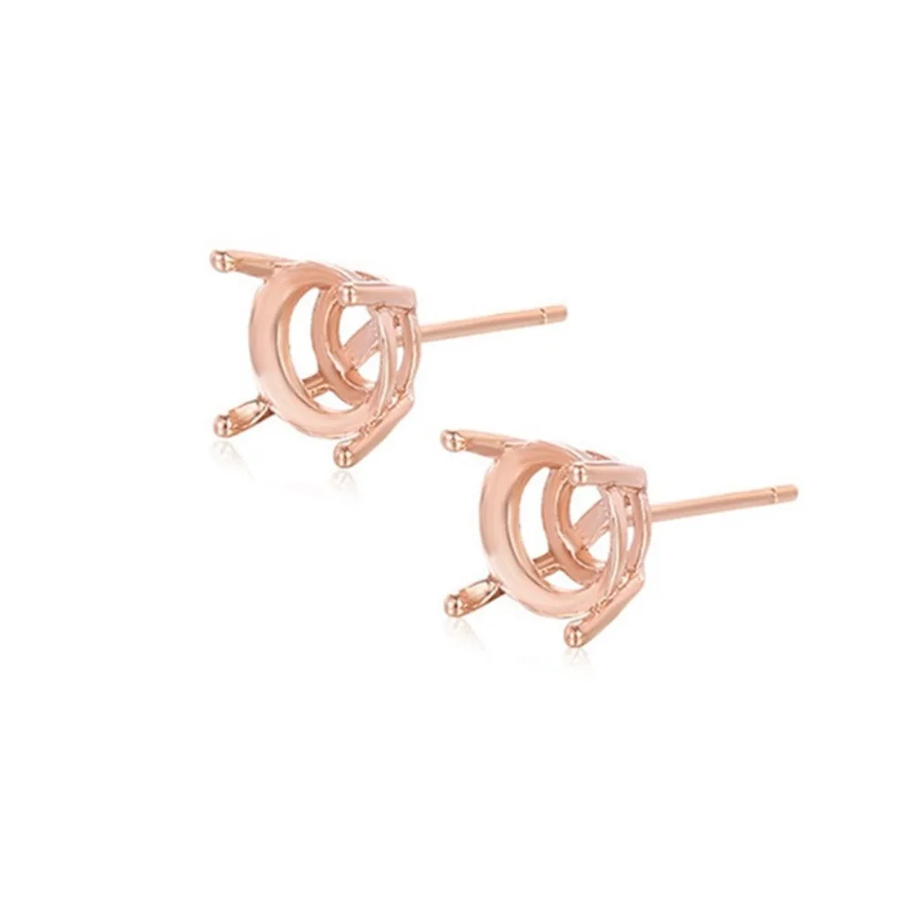 2 pairs Earring Base for 4x4mm/5x5mm/6x6mm/7x7mm Round Faceted Gemstones 925 Silver Earring Setting