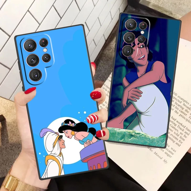 Disney Aladdin Phone Case For Samsung S24 S23 S22 S21 S20 FE S10 S10e Ultra Plus Lite Black Soft Cover