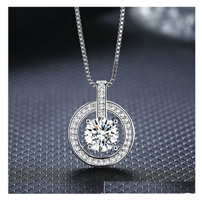 D cor moissanite colar coração pingente 925 prata esterlina branco banhado a ouro corrente com gra fino pescoço corrente para mulher