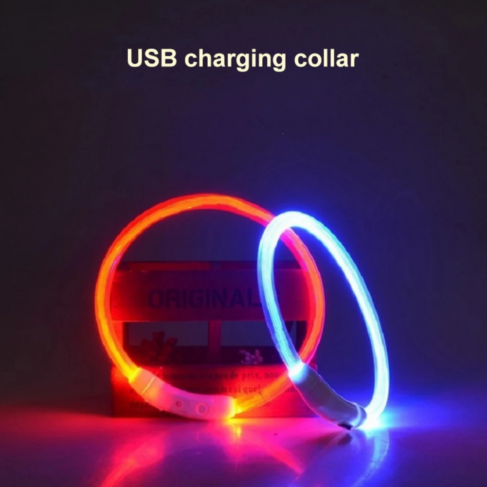 Led Light Dog Collar Detachable Glowing USB Charging Luminous Leash for Big Cat Collar Small Bright Labrador Pets Dogs Products