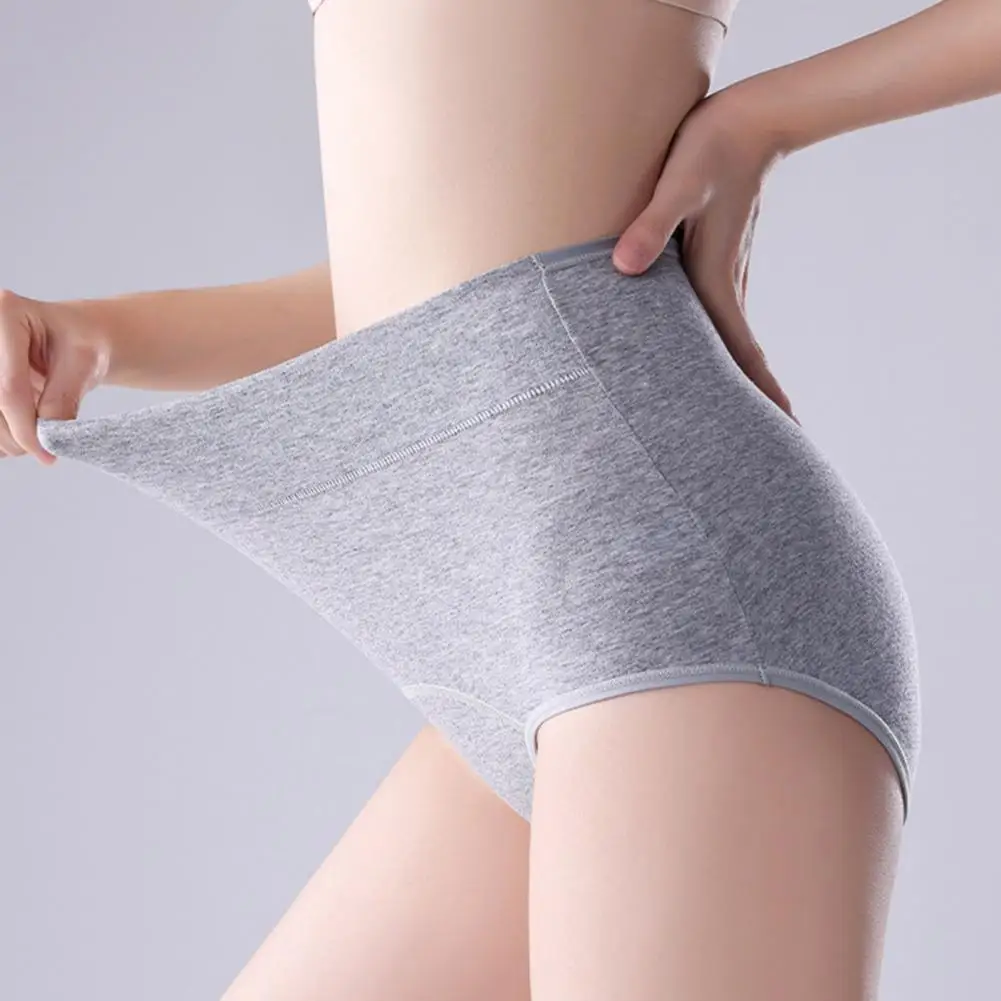 Women Panties Solid Color Plus Size Soft Butt-lifted Seamless Elastic Period Leakproof Briefs Underpants Female Underwear 여성 속옷