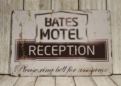 Bates Motel Recepcja Znak Blaszany Metalowy Plakat Filmowy Rustykalny Psycho w Stylu Vintage