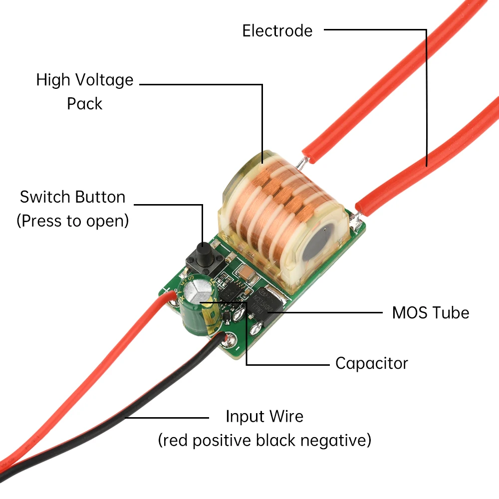 DC 4.2-9V to AC 10-20KV Miniature High Voltage Ignition Module Purple High Temperature Arc Small Ignition Device