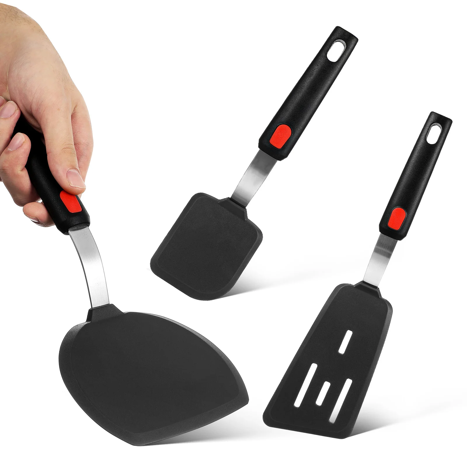 

1 set Silicone Spatula Set Kitchen Utensils Cooking Tools Black Spoon Heat Resistant Stir Fry Easy Clean Baking