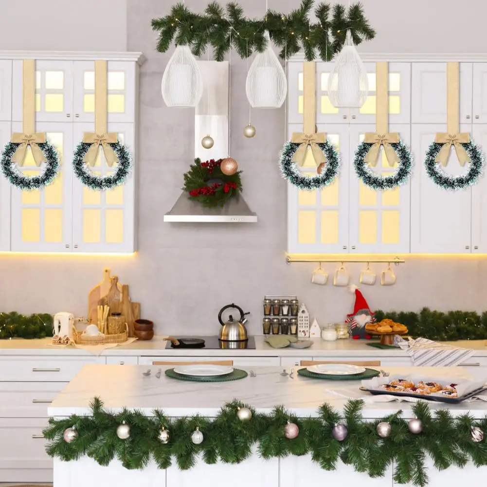 Christmas Wreath for Kitchen Cabinets Festive Mini Christmas Cabinet Wreaths with Ribbon Bow Small Kitchen Xmas Decor for Window