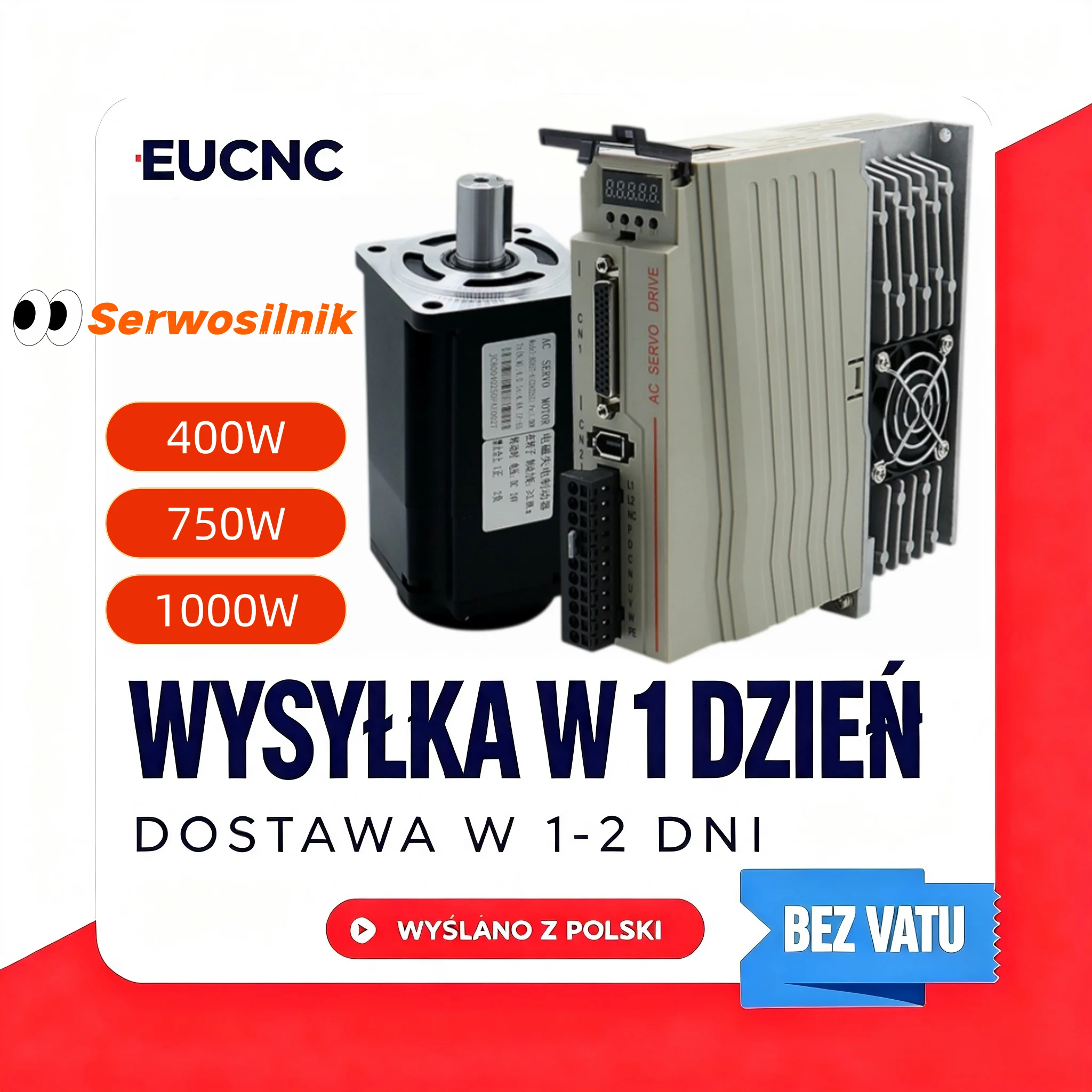 Zestaw sterownika silnika serwo T3D 400W 750W 1000W AC 200-240V 3000 obr./min 17-bitowy enkoder opcja hamulca do grawerowania CNC frezowania ramienia robota magazyn w UE