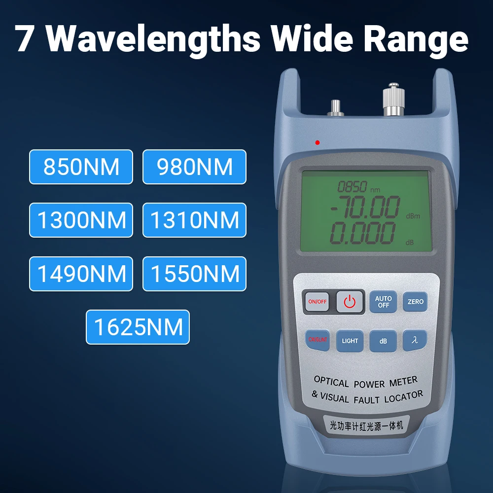 AMPCOM Fiber Optical Power Meter With Visual Fault Locator Fiber Tester SC FC ST Connector Optic Test Equipment (-70 ~10dBm)