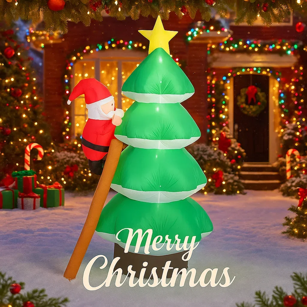 6.89FT LED ألعاب قابلة للنفخ شجرة عيد الميلاد سانتا كلوز سلم عيد الميلاد ساحة الحديقة الطرف الديكور عيد الميلاد لوازم المنزل حلية الهدايا