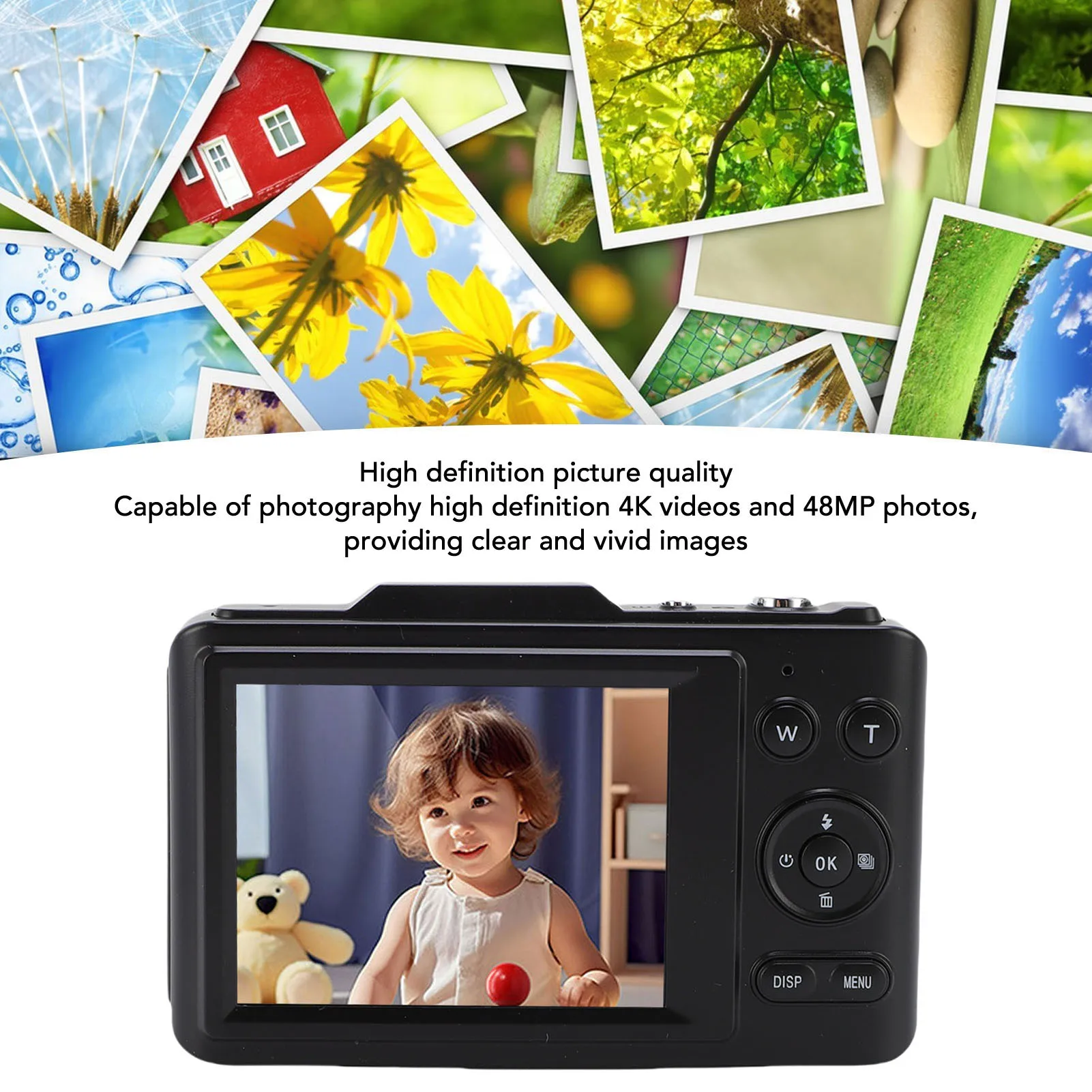 4K Digital Camera for Photography Autofocus 48MP HD Camera with Anti Shake 16X Digital Zoom 2.8 Inch Screen Auto Focus 4K Camera