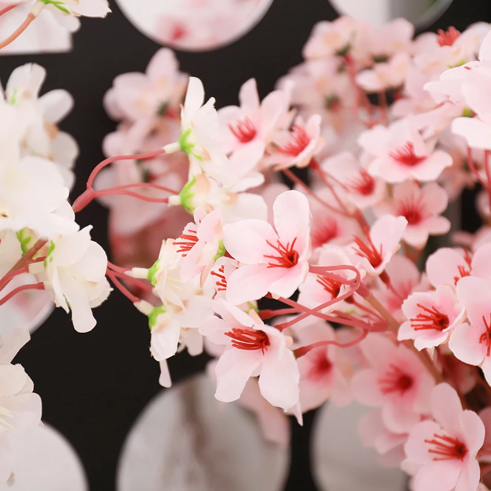  1/3 قطعة زهر الكرز الزهور الاصطناعية الحرير الوردي زهر البرقوق ورد صناعي النباتات غرفة الزفاف في الهواء الطلق ساحة حديقة الديكور #5