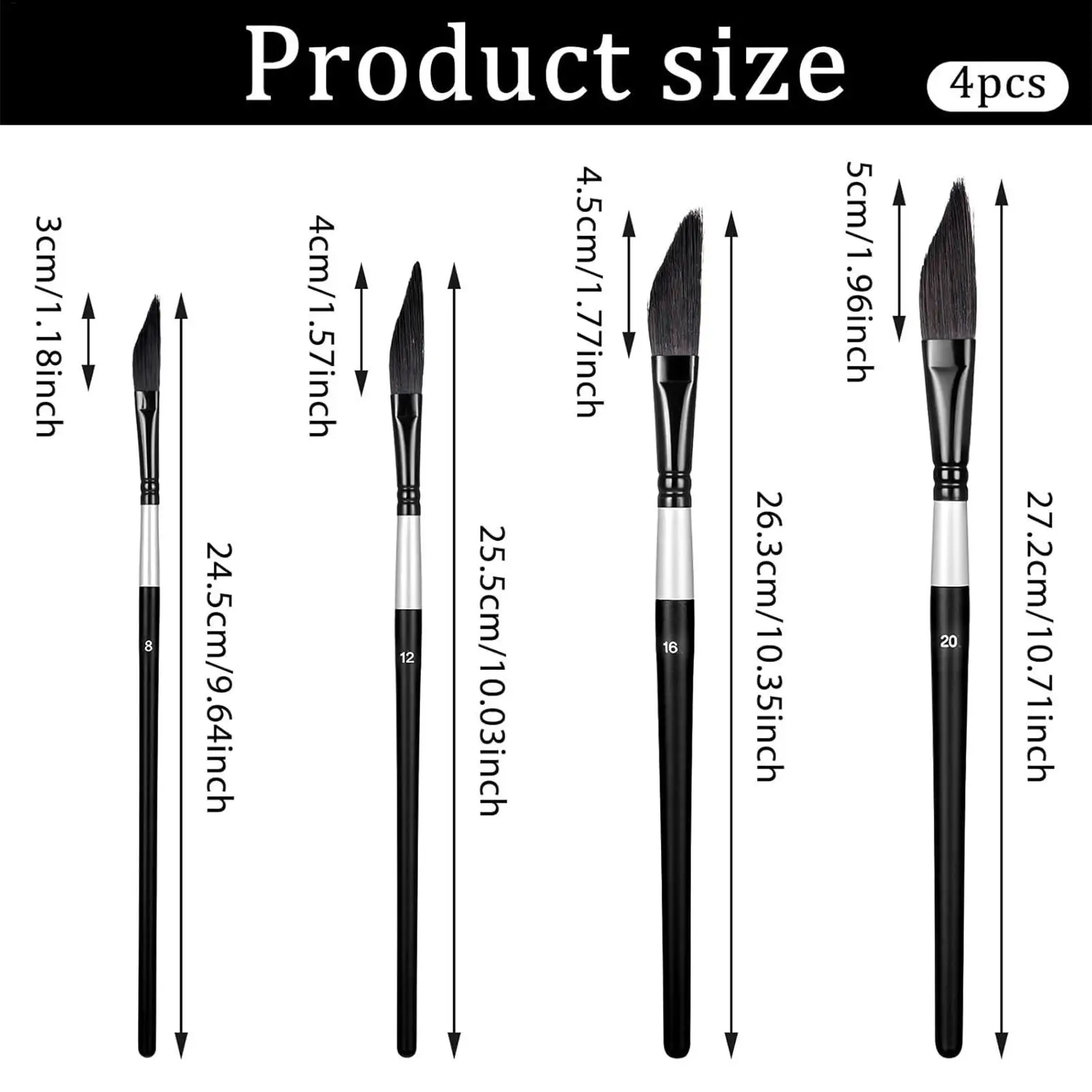 فرش طلاء فنية مكونة من 4 قطع فرشاة رسم دقيقة للرسم على اللوحات المائية الزيتية والجسم والأظافر للرجال