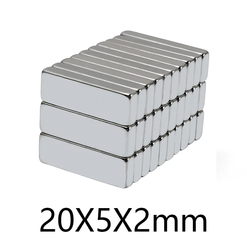 20x5x2mm piccoli magneti quadrati neodimio magnetico 20*5*2mm forte magnete rettangolare per terre rare NdFeB permanente