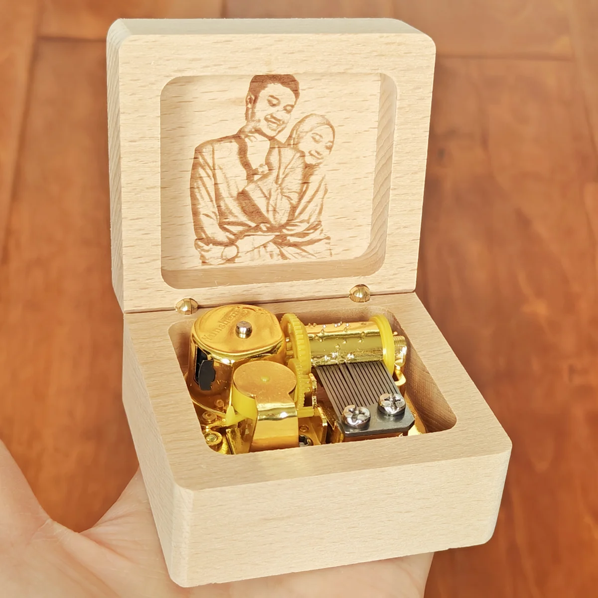 23rd Birthday Golden Mechanism Music Box, Engraved Photo, Musical Gifts, Unusual Anniversary, Wedding