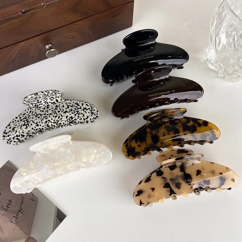 Retro High Quality Acetate Hair Claw Large Barrettes For Women Elegant Hairpin Shark Clip Lady Leopard Hair Clips Headdress