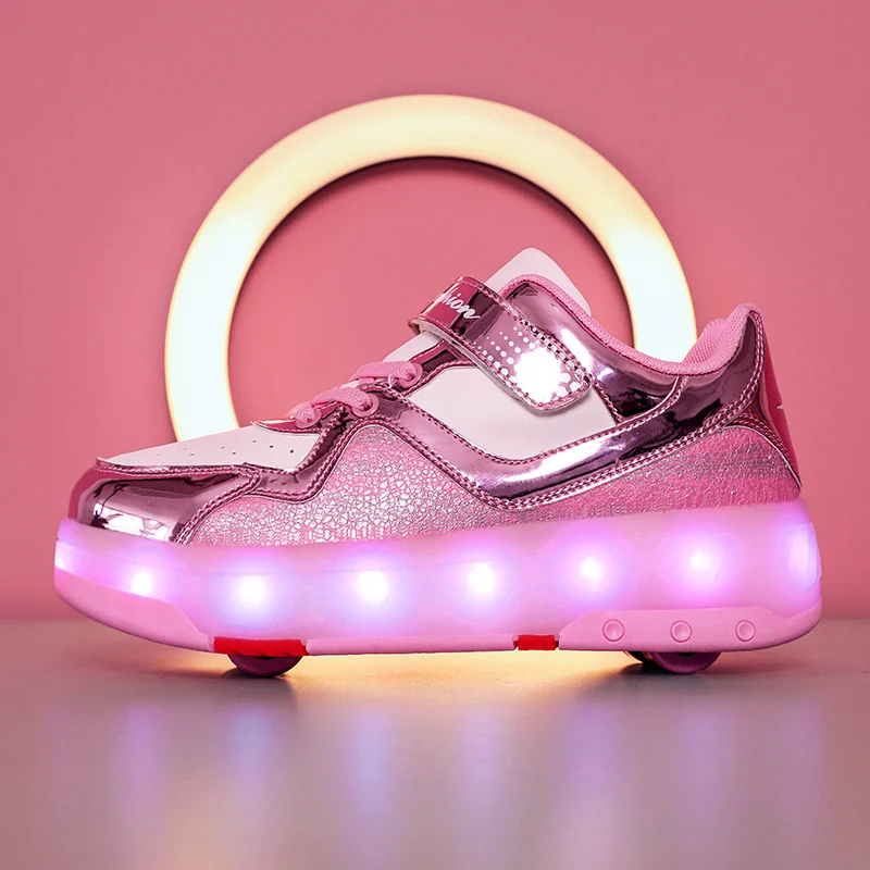 

No-Tie Fall Roller Sneakers: Boys' 4-Wheel Retractable Skates, Cool Kids' Student Wheeled Shoes