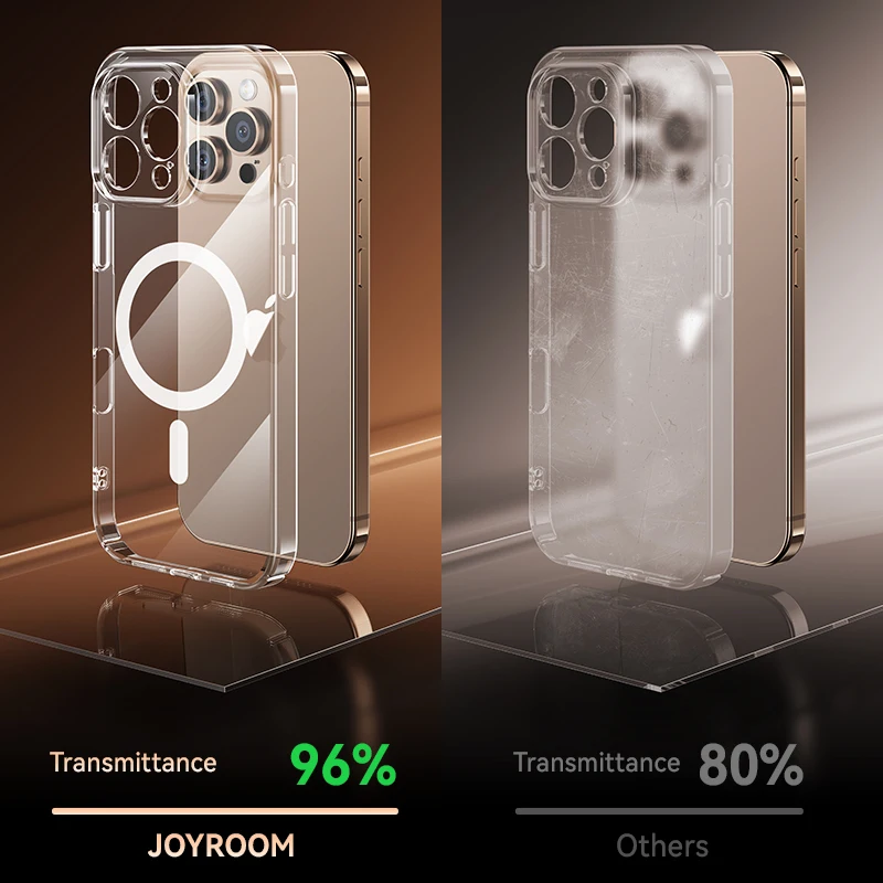 Joyroom Magnetic Case For iPhone 16 15 Pro Max Case For iPhone 16 Pro Anti Yellow Transparent Cover Wireless Charger Thin Cover