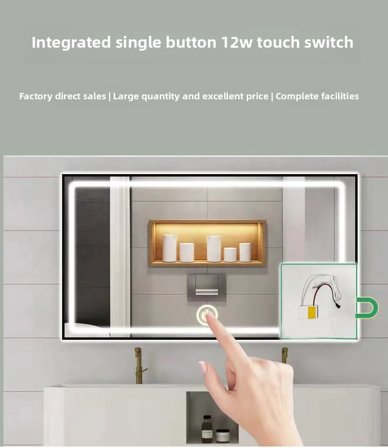 12V LED Smart-Spiegel Touch-Schalter-Set, geeignet für Badezimmerspiegel, Schminkspiegel, Lichthelligkeit einstellbar – Detail 8
