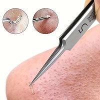 1pc Fine Tweezers For Removing Blackheads And Acne, Stainless Steel, Suitable For All Skin Types, No Fragrance