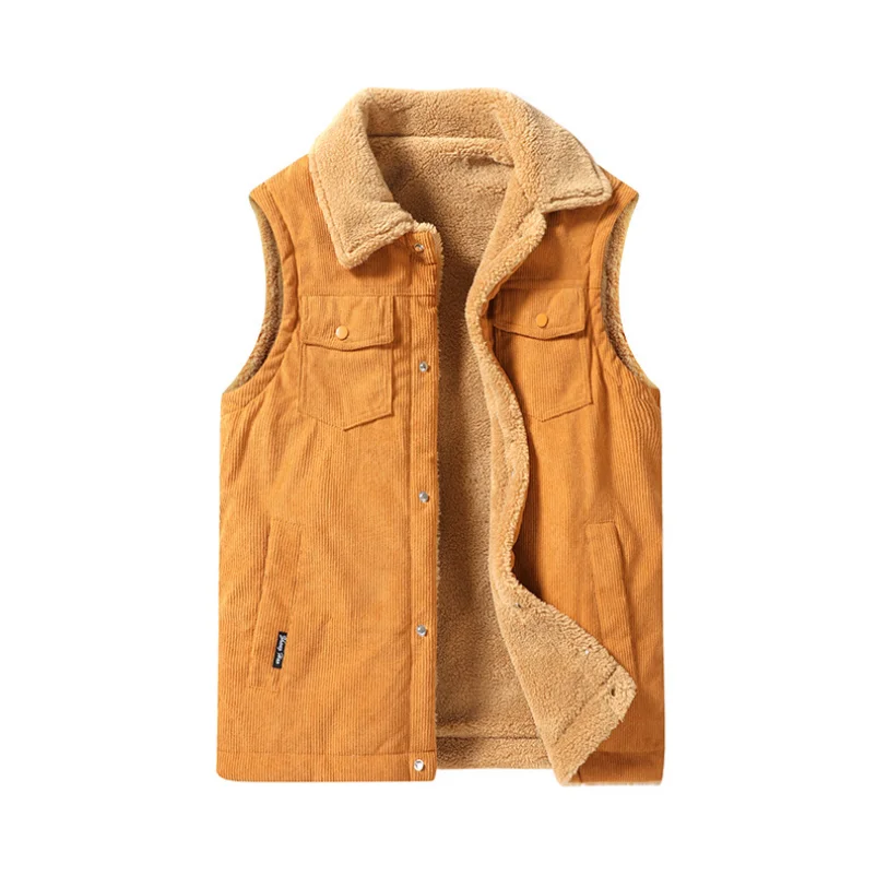 Casual All-match Men Vests Jacket Autumn Winter Lamb Cashmere Waistcoat Comfort Thicken Warm Sleeveless Fashion w837