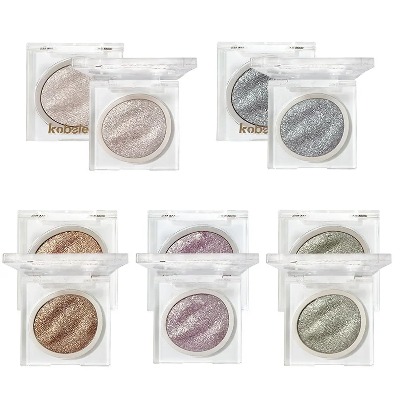 Paleta de sombras com glitter à prova d'água, textura de purê de batata, iluminador brilhante duradouro, iluminador cosmético