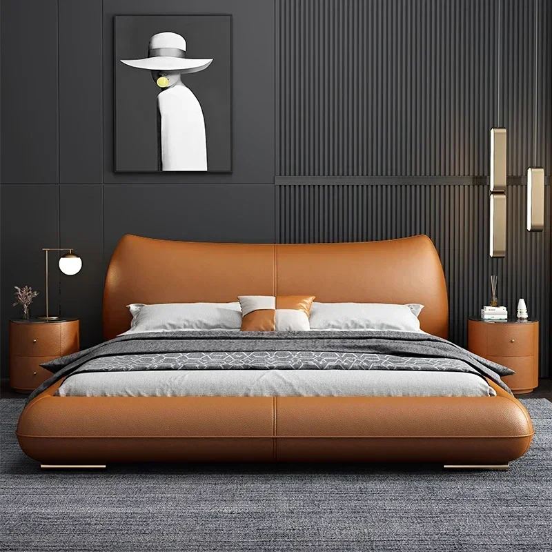 modern luxury Italian leather queen bed full bedroom furniture 180x200cm dorm room essential full marriage bedrooms double bed